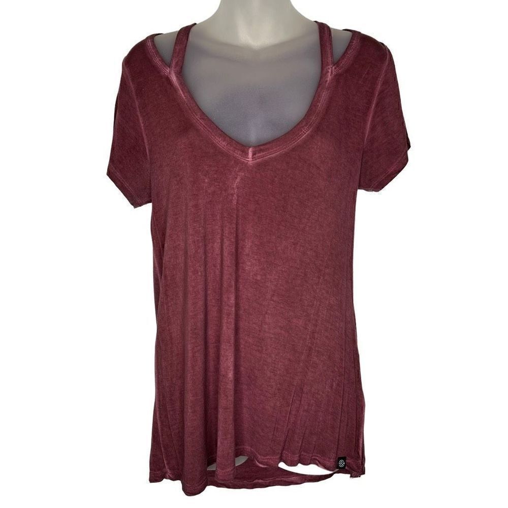 Treasure & Bond Oil Washed Cutout Tee Shirt XS